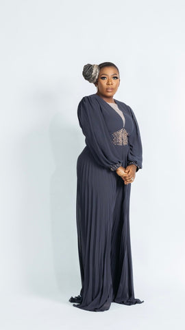 GEMMA PLEATED JUMPSUIT (Charcoal) - styletittudeapparelusa