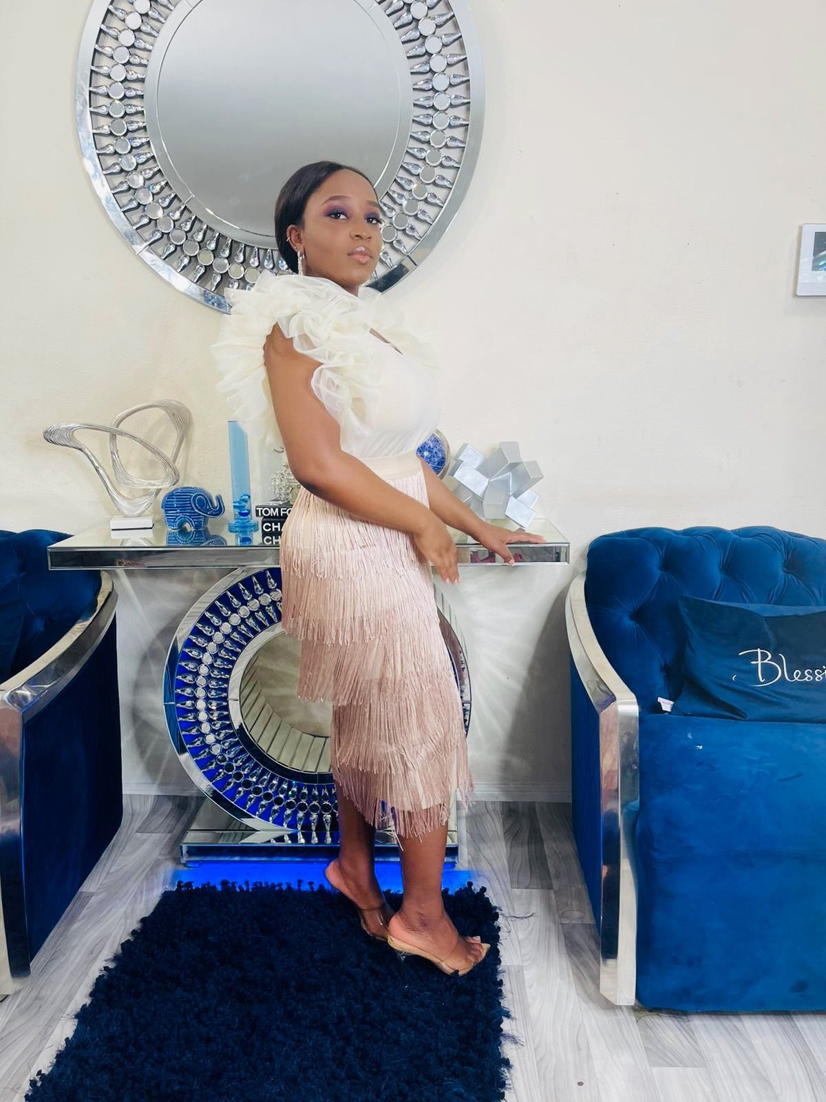 HOUR GLASS FRINGE SKIRT(Nude) - styletittudeapparelusa