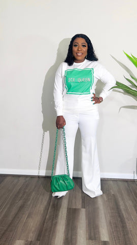 ICE QUEEN LONG SLEEVE TEESHIRT TOP (White) - styletittudeapparelusa