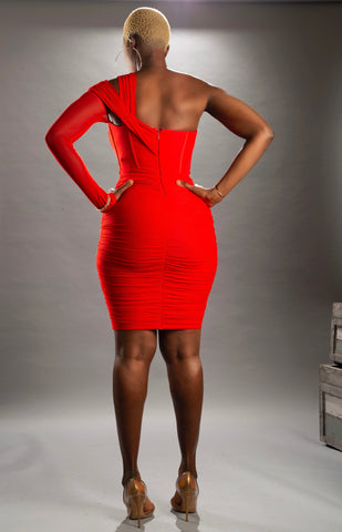 CHERRY BANDAGE DRESS