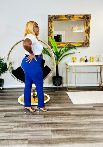 KELLY BELTED ANKLE PANT(Royal)