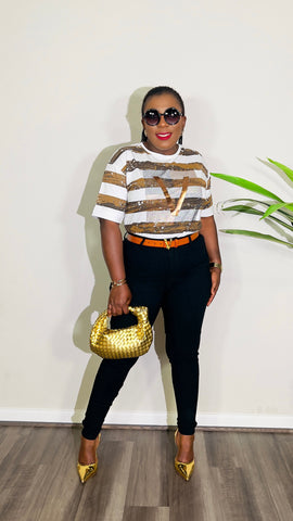 VERY VINCE EMBELLISHED OVERSIZED TEESHIRT TOP(White)