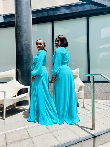 MICHELLE AQUA GREEN MAXI DRESS  (FINAL SALE)