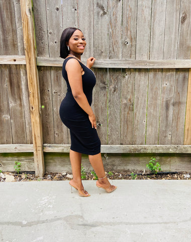 TRACY MIDI DRESS (Black )