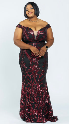 GARNIER CURVY PARTY DRESS (Wine)