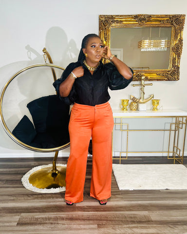 BENZY WIDELEG PALLAZO PANT (Rust) FINAL SALE