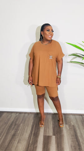 CUTEST 2PC ROUND NECK LOUNGE SET (Almond)