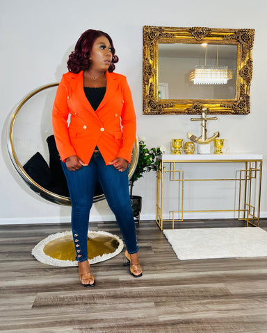 IRIS GOLD BUTTON BLAZER (Orange)