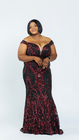 GARNIER CURVY PARTY DRESS (Wine)