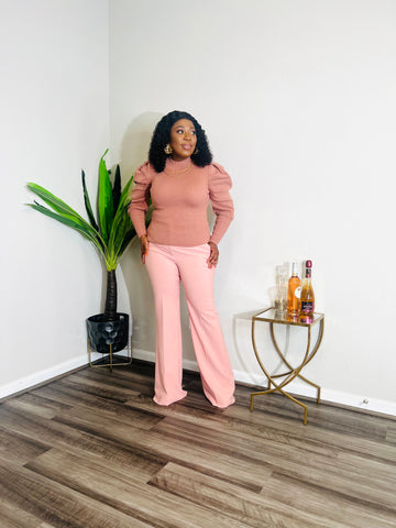 BRIDGET PUFF SLEEVE SWEATER TOP (Mauve)