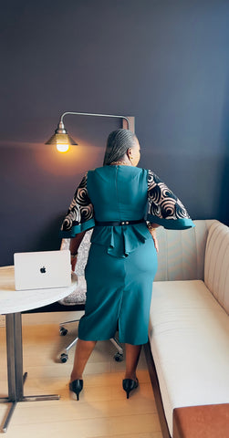 CARRINE PEPLUM MIDI DRESS (Teal)