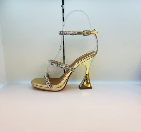 VENUS STRAP EMBELLISHED SANDAL HEEL (Gold)