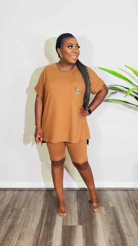 CUTEST 2PC ROUND NECK LOUNGE SET (Almond)