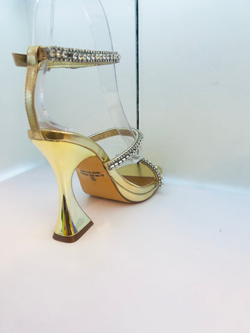 VENUS STRAP EMBELLISHED SANDAL HEEL (Gold)