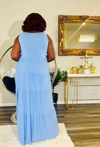 Aruba Flare Maxi Dress (Blue) Large By Styletittudeapparelusa