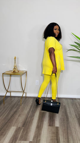 CUTTIE 2PC V-NECK LOUNGE SET (Yellow)