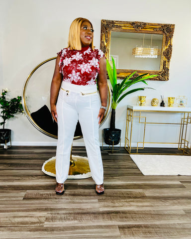 BOLD FLOWER TOP (Wine)  FINAL SALE