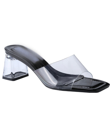MADIE CLEAR LOW HEELS (Black)