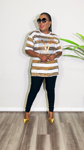 VERY VINCE EMBELLISHED OVERSIZED TEESHIRT TOP(White)