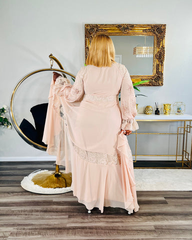 RICH SIS 2PC MAXI DRESS (Cream )  FINAL SALE