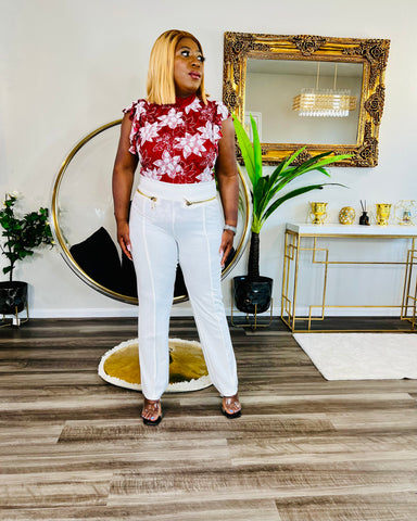 BOLD FLOWER TOP (Wine)  FINAL SALE