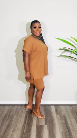 CUTEST 2PC ROUND NECK LOUNGE SET (Almond)
