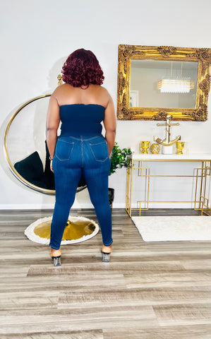 URBAN CHIC SMOCKED TUBE TOP (Navy)