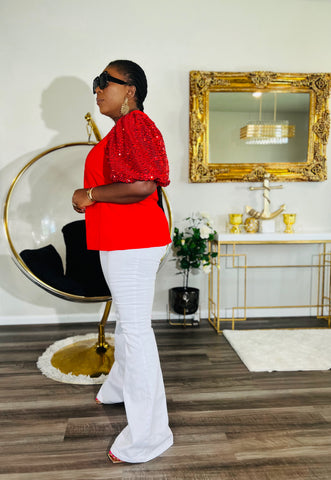 AVALYNN DETAIL TOP (Red)Final Sale