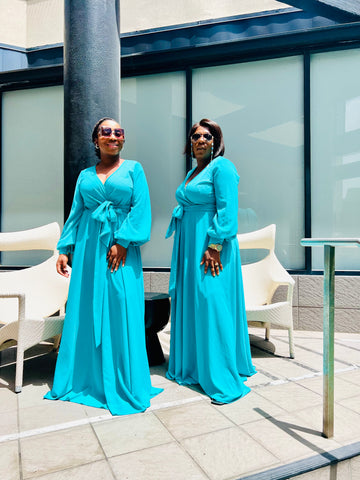 MICHELLE AQUA GREEN MAXI DRESS  (FINAL SALE)