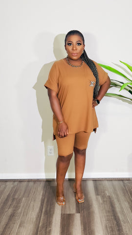 CUTEST 2PC ROUND NECK LOUNGE SET (Almond)