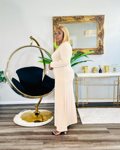 RICH SIS 2PC MAXI DRESS (Cream )  FINAL SALE