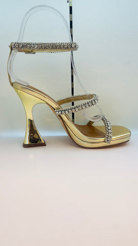 VENUS STRAP EMBELLISHED SANDAL HEEL (Gold)