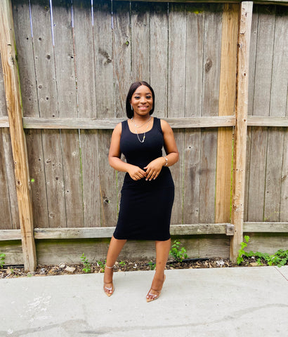 TRACY MIDI DRESS (Black )