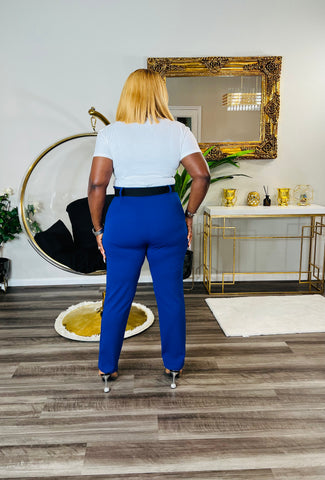 KELLY BELTED ANKLE PANT(Royal)