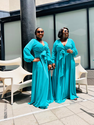 MICHELLE AQUA GREEN MAXI DRESS  (FINAL SALE)