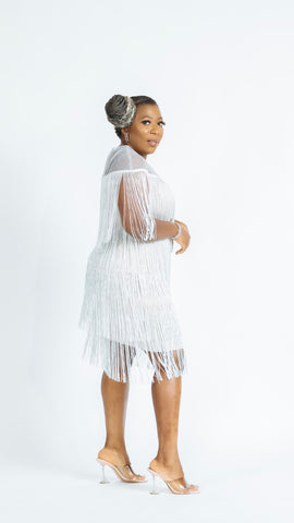 BLAIR SHIMMER FRINGE DRESS(Grey)