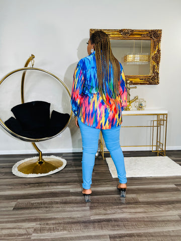 Abstract Color Top (Blue)FINAL SALE