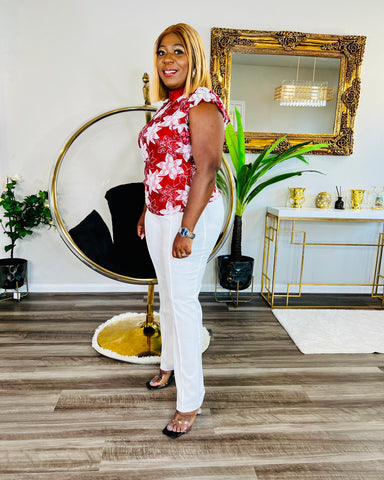 BOLD FLOWER TOP (Wine)  FINAL SALE
