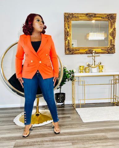 IRIS GOLD BUTTON BLAZER (Orange)