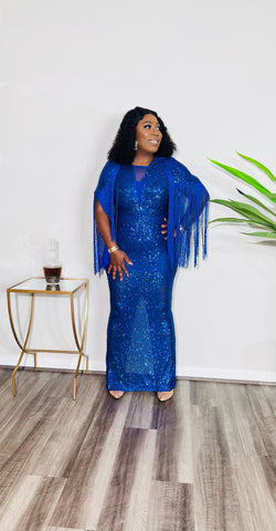 SYLVAN SEQUIN FRINGE DRESS (Royal blue)