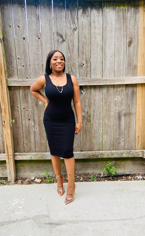 TRACY MIDI DRESS (Black )