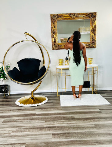 COURTNEY RIBBED MIDI DRESS (Sage)  FINAL SALE