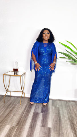 SYLVAN SEQUIN FRINGE DRESS (Royal blue)