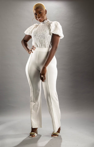 IMAN JUMPSUIT ( White) - styletittudeapparelusa
