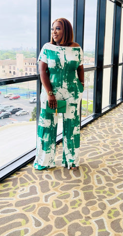 KERRY OFF SHOULDER JUMPSUIT (GREEN) - styletittudeapparelusa