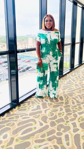 KERRY OFF SHOULDER JUMPSUIT (GREEN) - styletittudeapparelusa