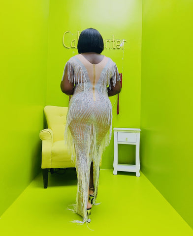Lavish Embellished Fringed Gown - styletittudeapparelusa