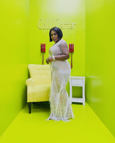 Lavish Embellished Fringed Gown - styletittudeapparelusa