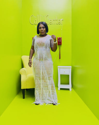 Lavish Embellished Fringed Gown - styletittudeapparelusa