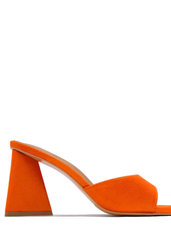 LOTUS BLOCK HEEL MULES (Orange) - styletittudeapparelusa